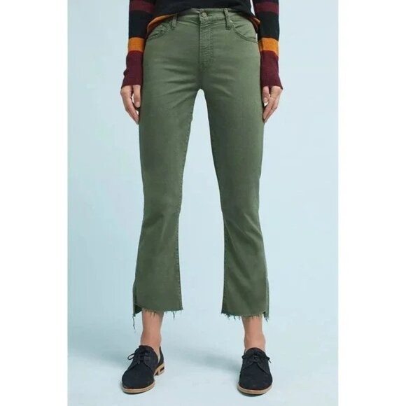 MOTHER Denim - Mother The Insider Crop Step Fray Jeans Army Green Sz 27